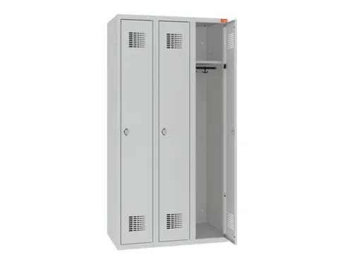 lockerkast,HxBxD 1800x1200x500mm,3vak,draaigrendel,sokkel,romp RAL7035