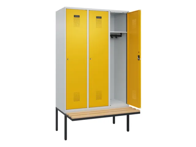 locker met bank,HxBxD 2120x1200x815mm,3vak,vak B 400mm,cilinderslot
