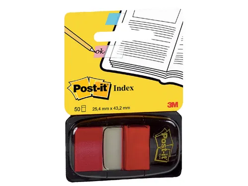 Indextabs 3M Post-it 680 25.4x43.2mm rood