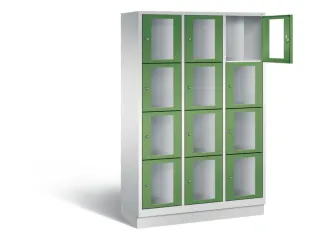 Lockerkast 1800x1200x500mm 3x4 vakken Cilinderslot, Sokkel, RAL6011 - 1