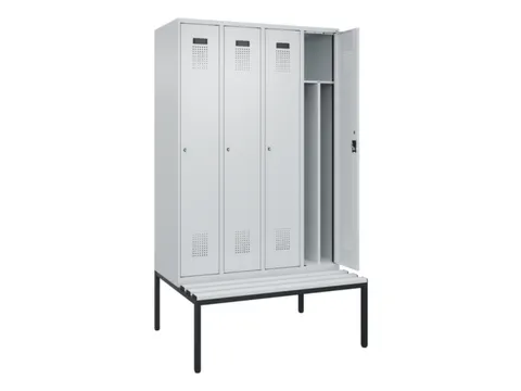 locker met bank,voor scheiding van kleding,HxBxD 2120x1200x815mm,4vak