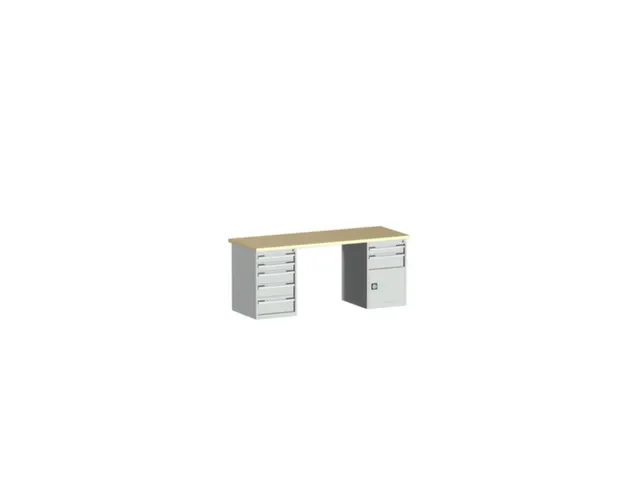 werkbank,HxBxD 840x2000x750mm,beukenblad,draagverm. 1500kg,2containers