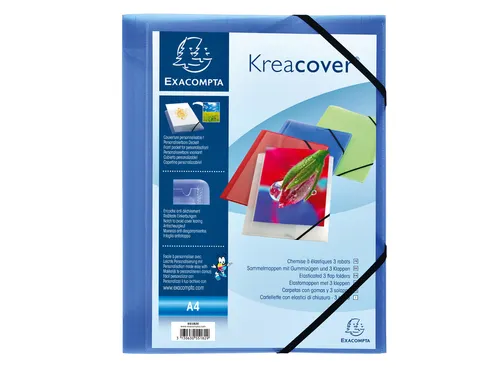 Elastomap Exacompta Kreacover A4 3 kleppen PP assorti