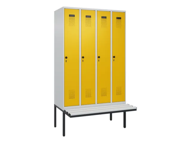 locker met bank,voor scheiding van kleding,HxBxD 2120x1200x815mm,4vak
