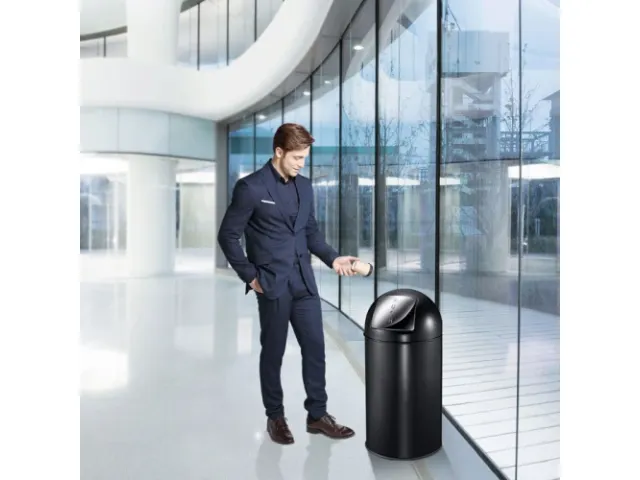 Afvalbak Pushcan 40 Liter Mat Zwart