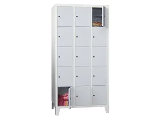 lockerkast,HxBxD 1850x900x500mm,3x5vakken,RAL7035,front RAL3000 - 1