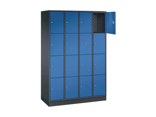 lockerkast,HxBxD 1950x1220x500mm,4x4vakken,cil.-slot,sokkel