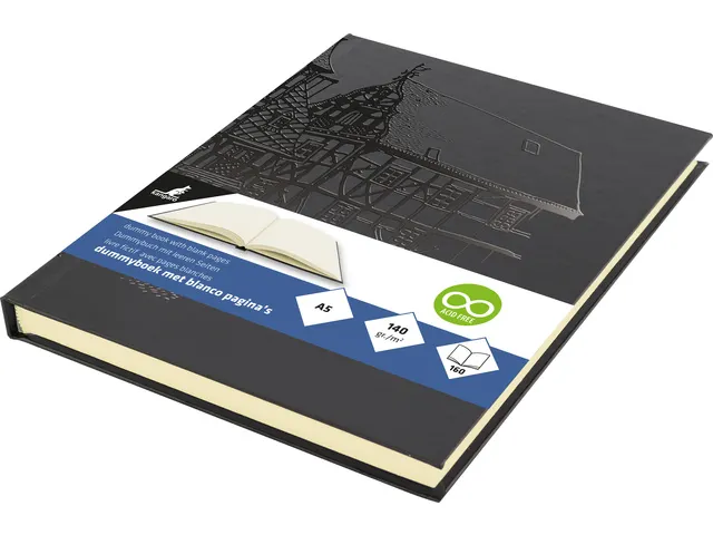 dummyboek Kangaro A5 cream hard cover 80 blad 140grs zwart blanco