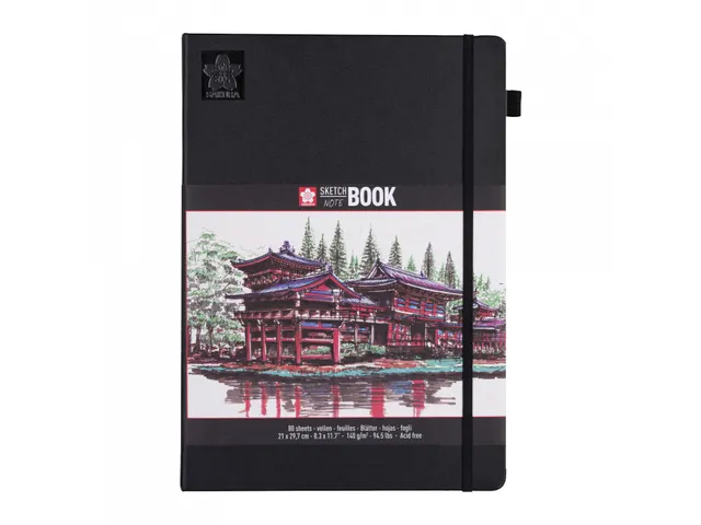 Schetsboek Sakura 80 witte vellen 140gr 210x297mm zwart