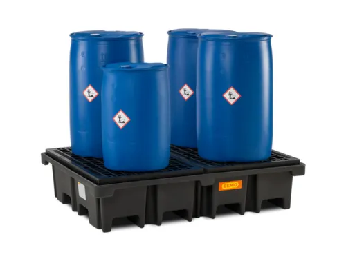 PE-opvangbak,v. 4x200l vat,opvangvol. 425l,HxBxD 390x1670x1270mm