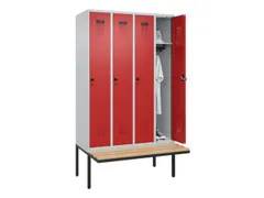 locker met bank,HxBxD 2120x1200x815mm,4vak,vak B 300mm,draaigrendel