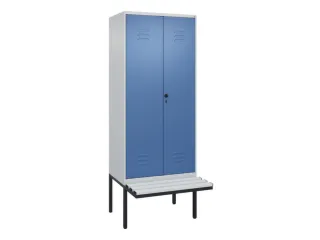 PBM-locker met bank,HxBxD 2120x800x815mm,2vak,vak B 400mm,draaigrendel - 1