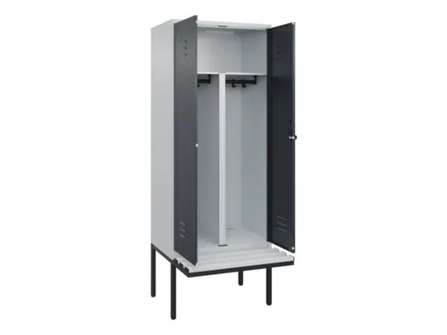PBM-locker met bank,HxBxD 2120x800x815mm,2vak,vak B 400mm,draaigrendel