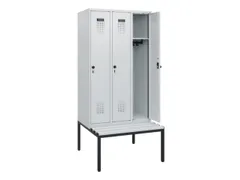 locker met bank,HxBxD 1950x900x815mm,3vak,vak B 300mm,draaigrendel