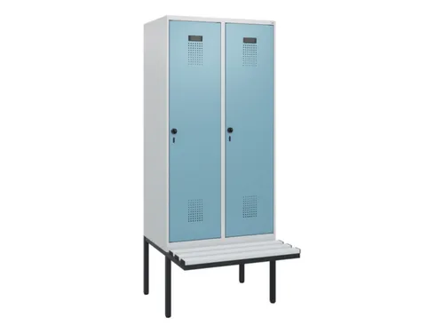 locker met bank,HxBxD 1950x800x815mm,2vak,vak B 400mm,draaigrendel