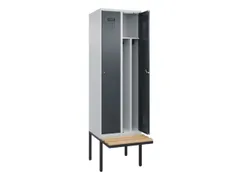 locker met bank,voor scheiding van kleding,HxBxD 2120x600x815mm,2vak