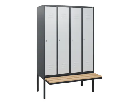 locker met bank,HxBxD 1950x1200x815mm,4vak,vak B 300mm,cil.-slot