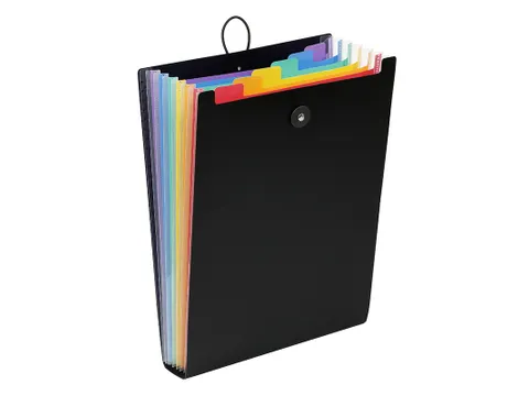 Rainbow Class voorordner, staand model met 6 vakken A4 PP Zwart