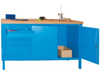 werkbank,HxBxD 900x1500x700mm,onderstel/romp RAL6011,front RAL9010 - 1