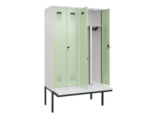 PBM-locker met bank,HxBxD 2120x1200x815mm,4vak,vak B 300mm