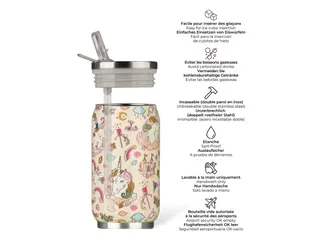 Thermosbeker Les Artistes Paris blik 280ml Unicorn Ivory met Rietje - 2