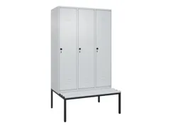 locker met bank,HxBxD 2120x1200x815mm,3vak,vak B 400mm,draaigrendel