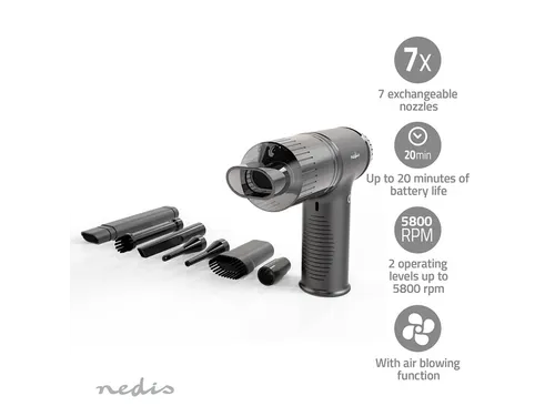 Handstofzuiger / luchtblazer Nedis 90W oplaadbaar zwart