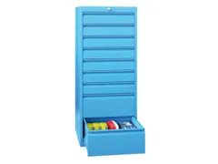 ladekast,HxBxD 1200x500x600mm,9lade(n),cil.-slot,RAL7035,front RAL3000