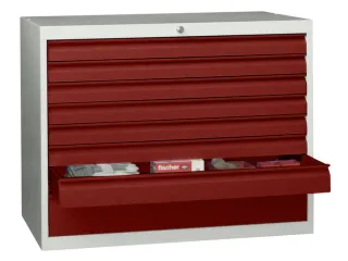 ladekast,HxBxD 800x1023x600mm,8lade(n),cil.-slot,RAL7035,front RAL3000 - 2