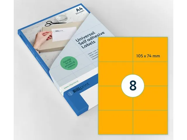 Gekleurde Etiketten 105x74mm Fluor Oranje 42420