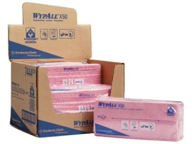 Kimberly Clark WypAll Sopdoek gevou wen Roze-Rood 6x50 stuks