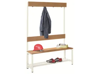 Omkleedbank LxB 1000x400mm Houten Latten Schoenenrek Haken Ral9010 - 2