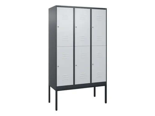dubbeldekse locker,HxBxD 2120x1200x500mm,3x2vak.,vak B 400mm,cil.-slot