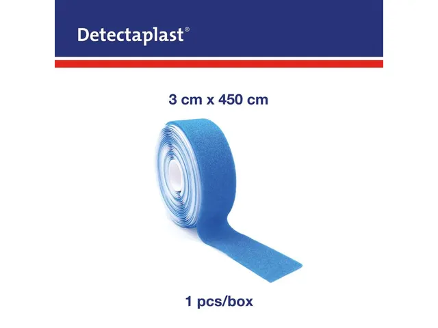 Pansement autoadhésif sans colle Detectaplast 3cm x 4,5m bleu