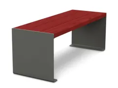 zitbank B 1200mm 3latten Mahonie hout zitting H 450mm staal grijs