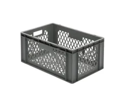 Euronorm-stapelbak 51l 270x600x400mm Wanden/bodem Opengewerkt Grijs