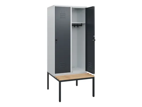 locker met bank,HxBxD 1950x800x815mm,2vak,vak B 400mm,draaigrendel