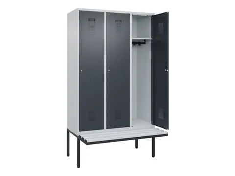 locker met bank,HxBxD 2120x1200x815mm,3vak,vak B 400mm,cilinderslot