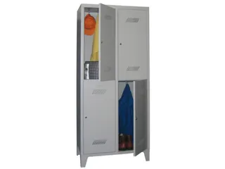 dubbeldekse locker,HxBxD 1850x800x500mm,2x2vak.,RAL7035,front RAL5012 - 1