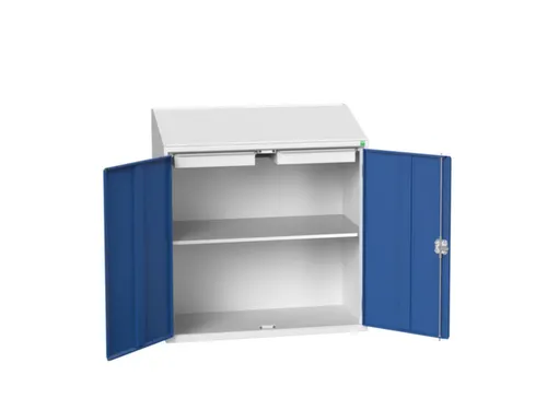 lessenaarkast 1130x1050x550mm 1 legbord en 2 laden RAL7035+RAL5010