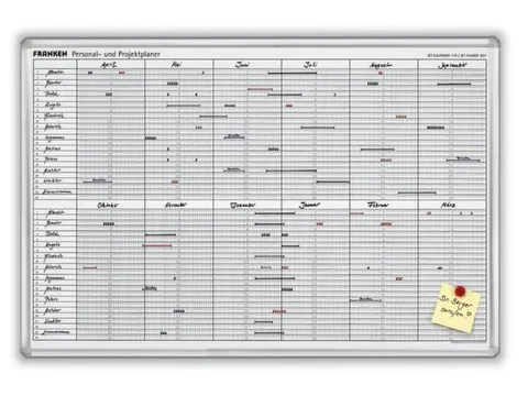 personeel-/projectplanner HxB 60x90cm magnetisch bord wit met raster