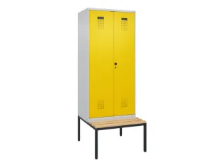 locker met bank,voor scheiding van kleding,HxBxD 2120x800x815mm,2vak - 2