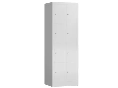 Lockerkast 1800x590x500mm 2x4 vakken cilinderslot, sokkel, RAL7035
