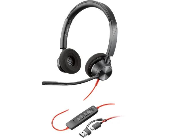 Poly Blackwire 3320 Stereo USB-C Headset + USB-C/A adapter