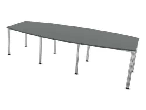 vergadertafel,HxBxD 740x2800x1200mm,vatvormig,MS-donkergrijs