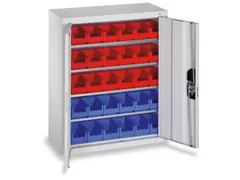 Stellingkast Staalplaat 1000x1000x420mm 4 Legborden 30 Magazijnbakken