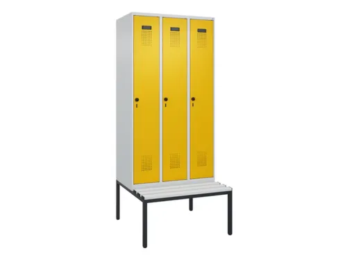 locker met bank,voor scheiding van kleding,HxBxD 2120x900x815mm,3vak