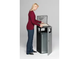 Combi-Asbak 80 Liter Ral7021 Deksel/Deur Zilverkleurig Staal - 2