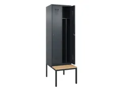 locker met bank,voor scheiding van kleding,HxBxD 2120x600x815mm,2vak