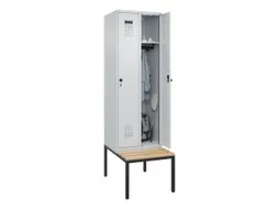 locker met bank,HxBxD 2120x600x815mm,2vak,vak B 300mm,draaigrendel